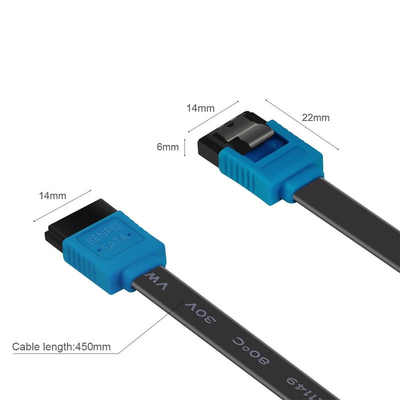 BENFEI SATA Cable III, SATA Cable III 6Gbps Straight HDD SDD Data Cable with Locking Latch 18 Inch Compatible for SATA HDD, SSD, CD Driver, CD Writer - Blue - Image 4